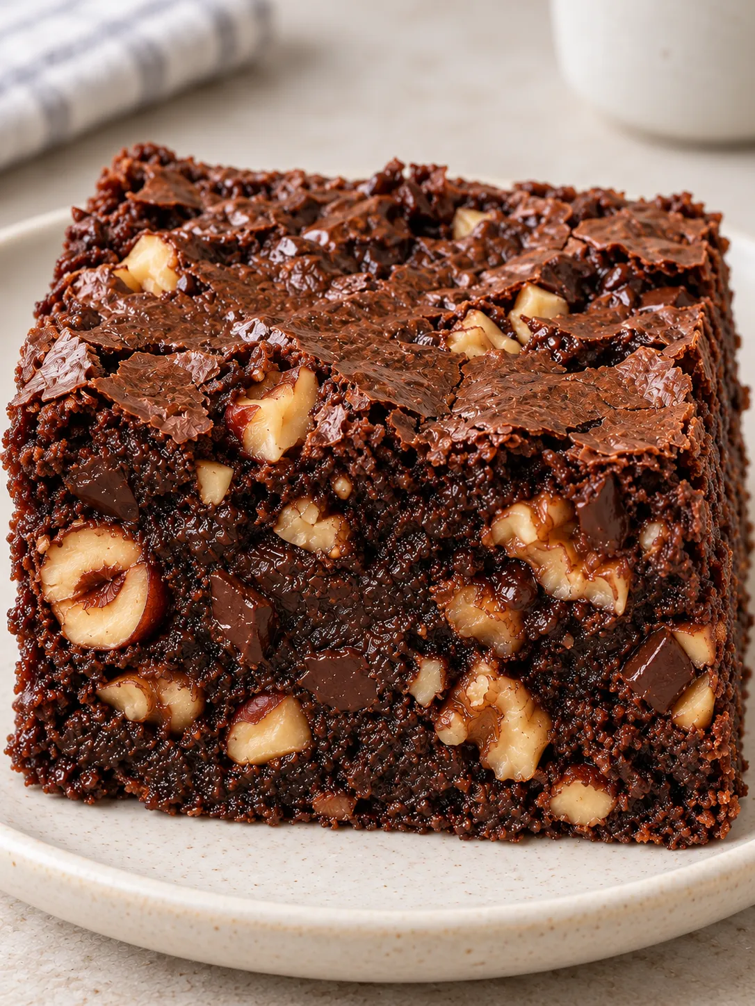 Brownies with chocolate and hazelnuts — walnuts