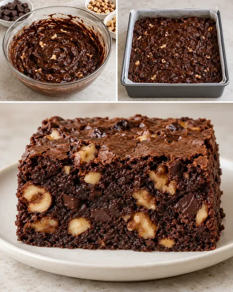 Brownies with chocolate and hazelnuts — walnuts