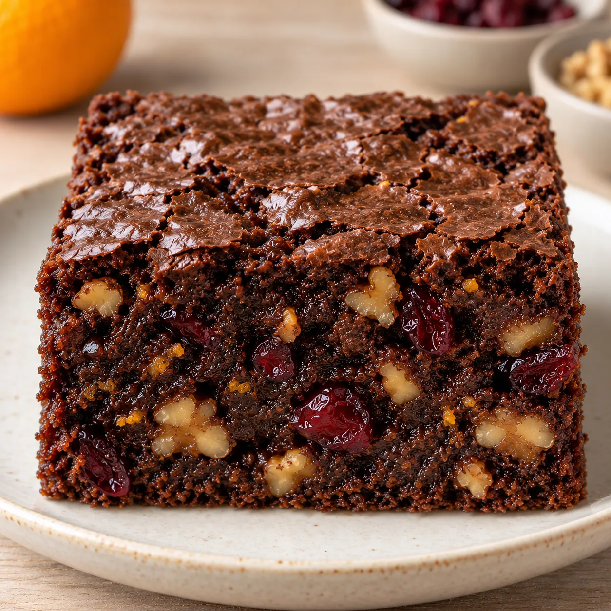 Brownies with cranberries and orange — walnuts