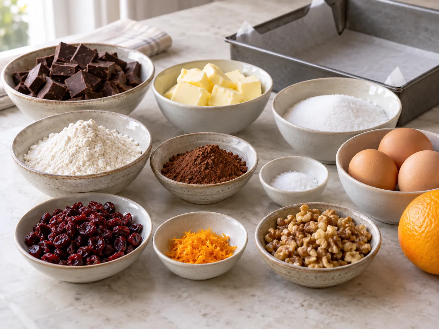 dark chocolate, chopped, unsalted butter, softened, granulated sugar, large eggs