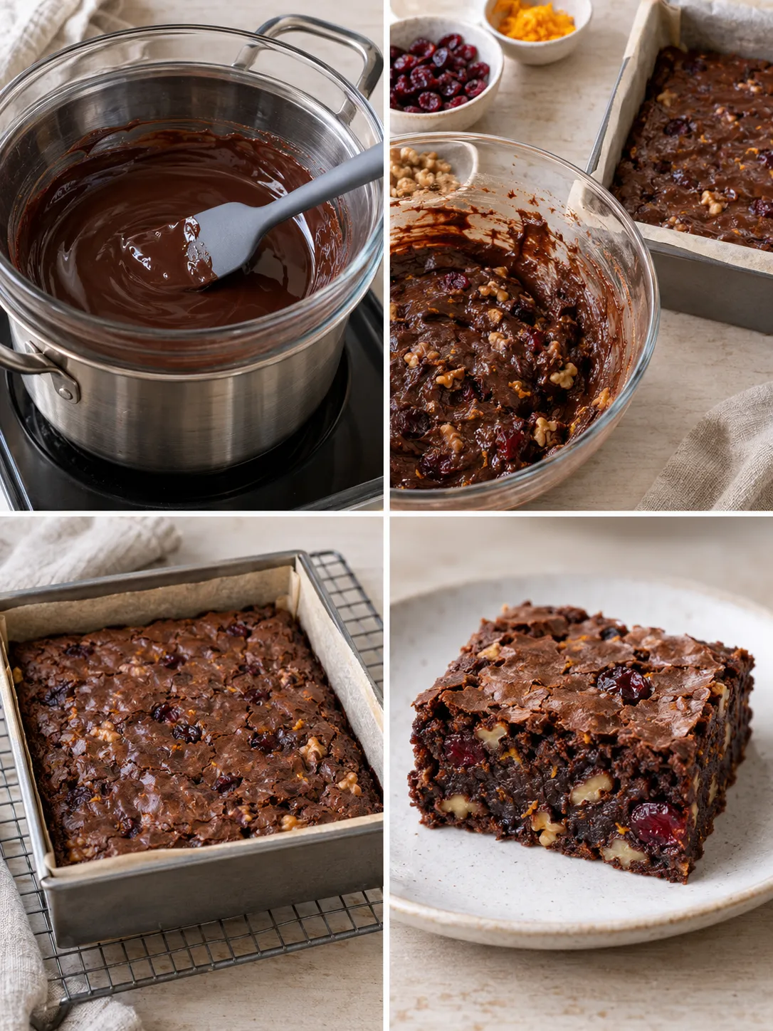Brownies with cranberries and orange — walnuts
