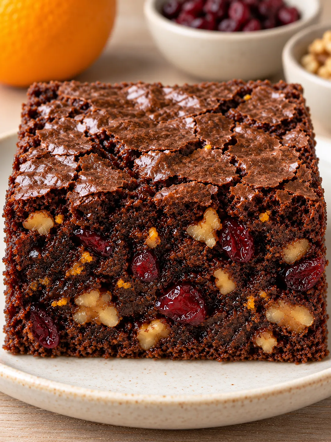 Brownies with cranberries and orange — walnuts