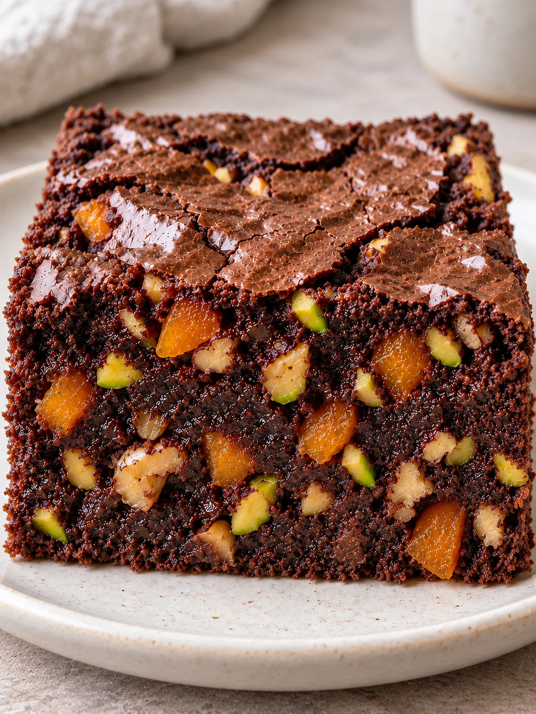 Brownies with apricots and pistachios — walnuts