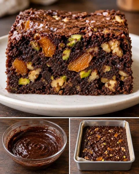 Brownies with apricots and pistachios — walnuts