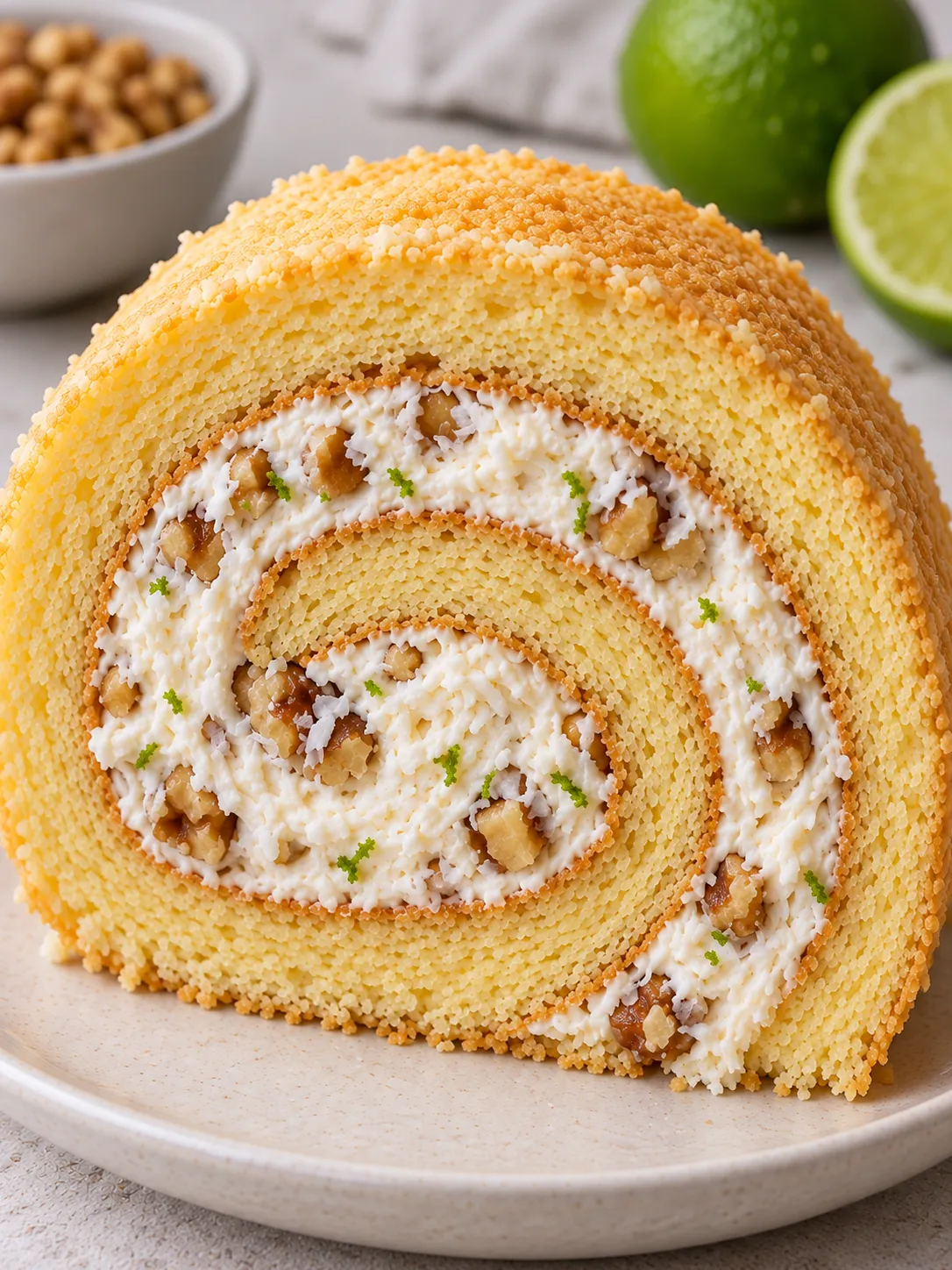 Sponge roll with coconut and lime — walnuts