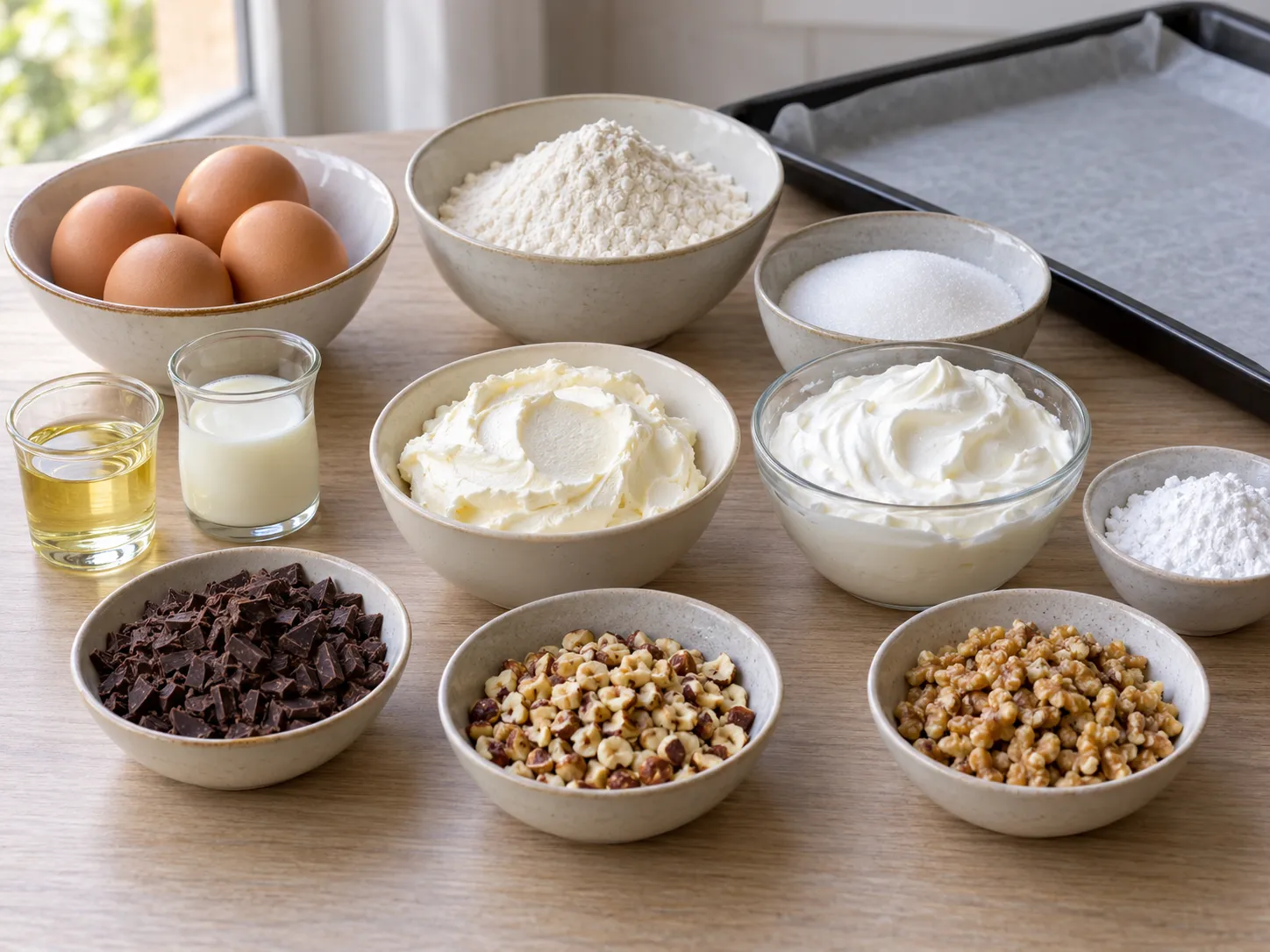 large eggs, granulated sugar, all-purpose wheat flour, neutral sunflower oil