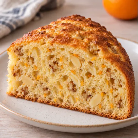 Sweet yeast cake with orange and almonds — walnuts