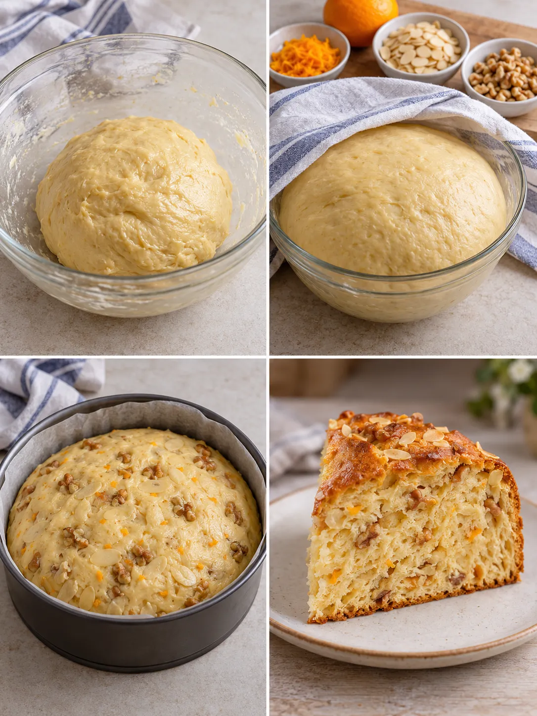 Sweet yeast cake with orange and almonds — walnuts