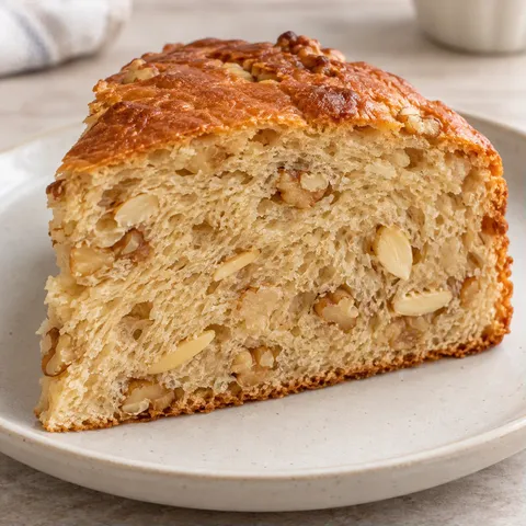 Sweet yeast cake with coffee and walnuts — almonds