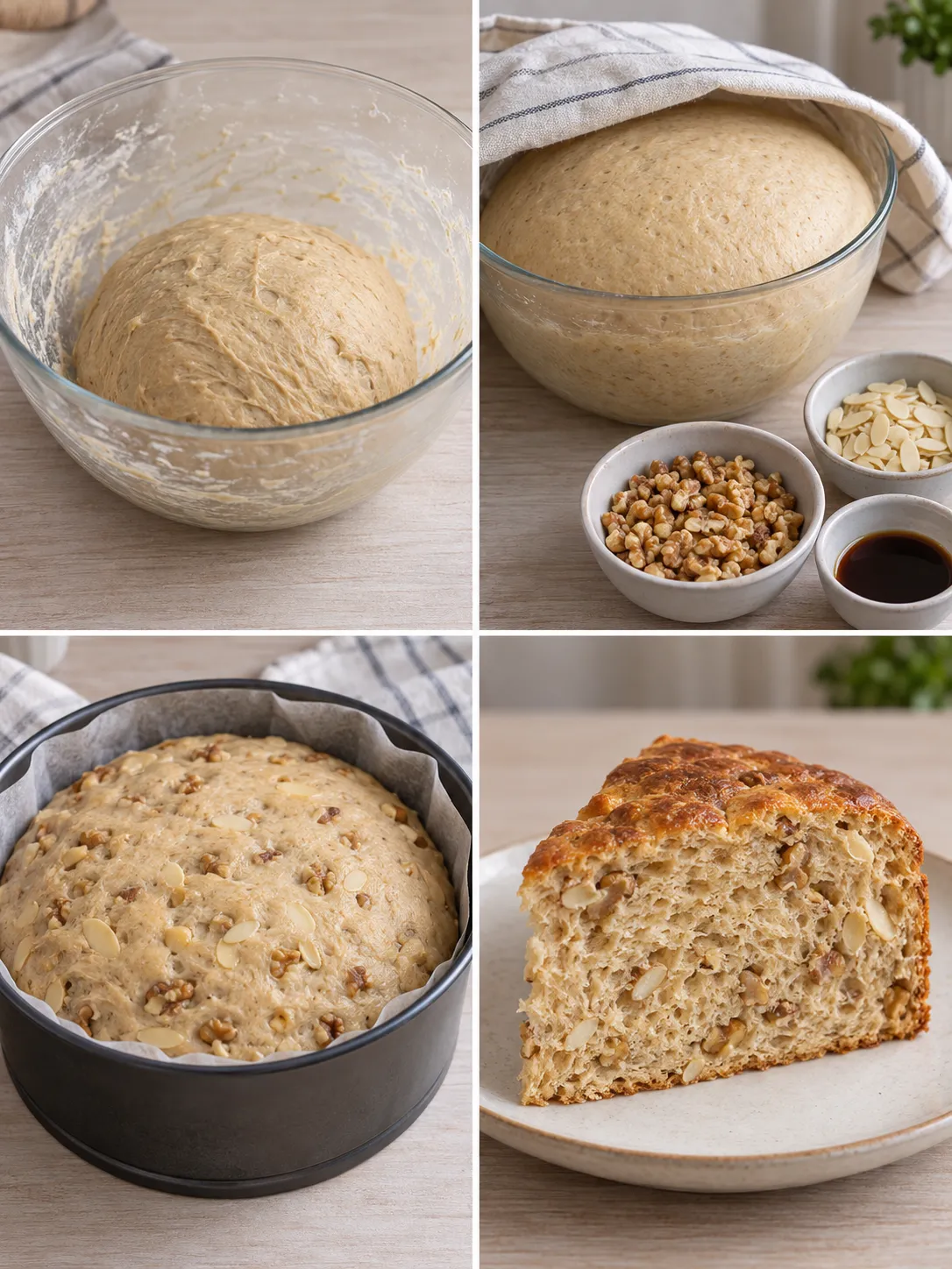 Sweet yeast cake with coffee and walnuts — almonds
