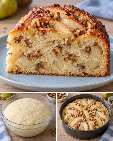 Sweet yeast cake with cardamom and pear — walnuts