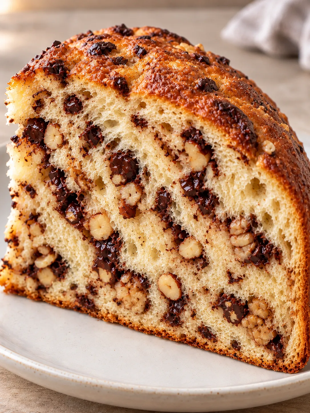 Sweet yeast cake with chocolate and hazelnuts — walnuts