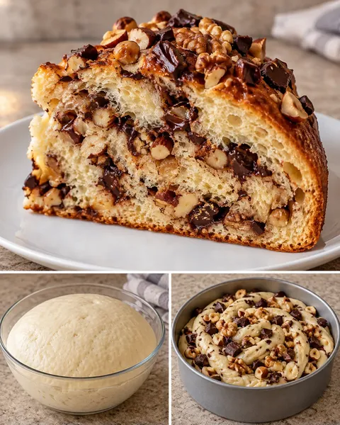Sweet yeast cake with chocolate and hazelnuts — walnuts
