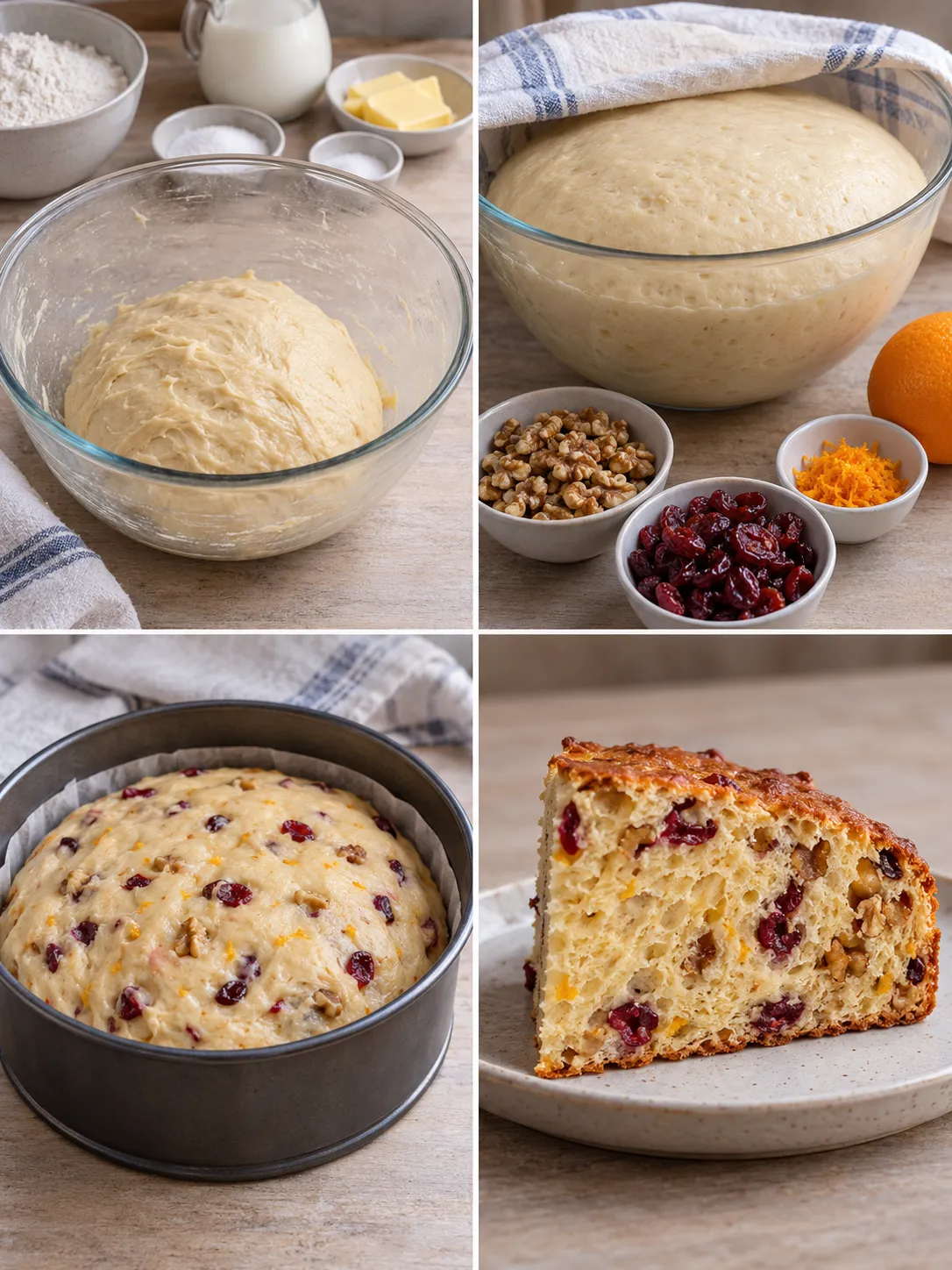 Sweet yeast cake with cranberries and orange — walnuts