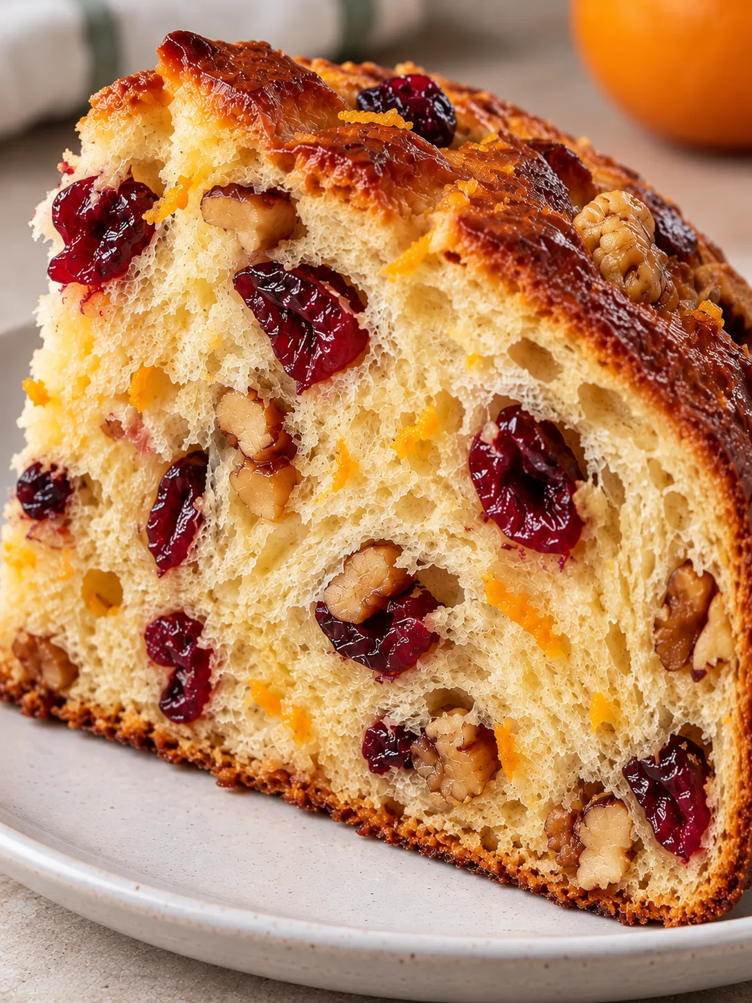 Sweet yeast cake with cranberries and orange — walnuts
