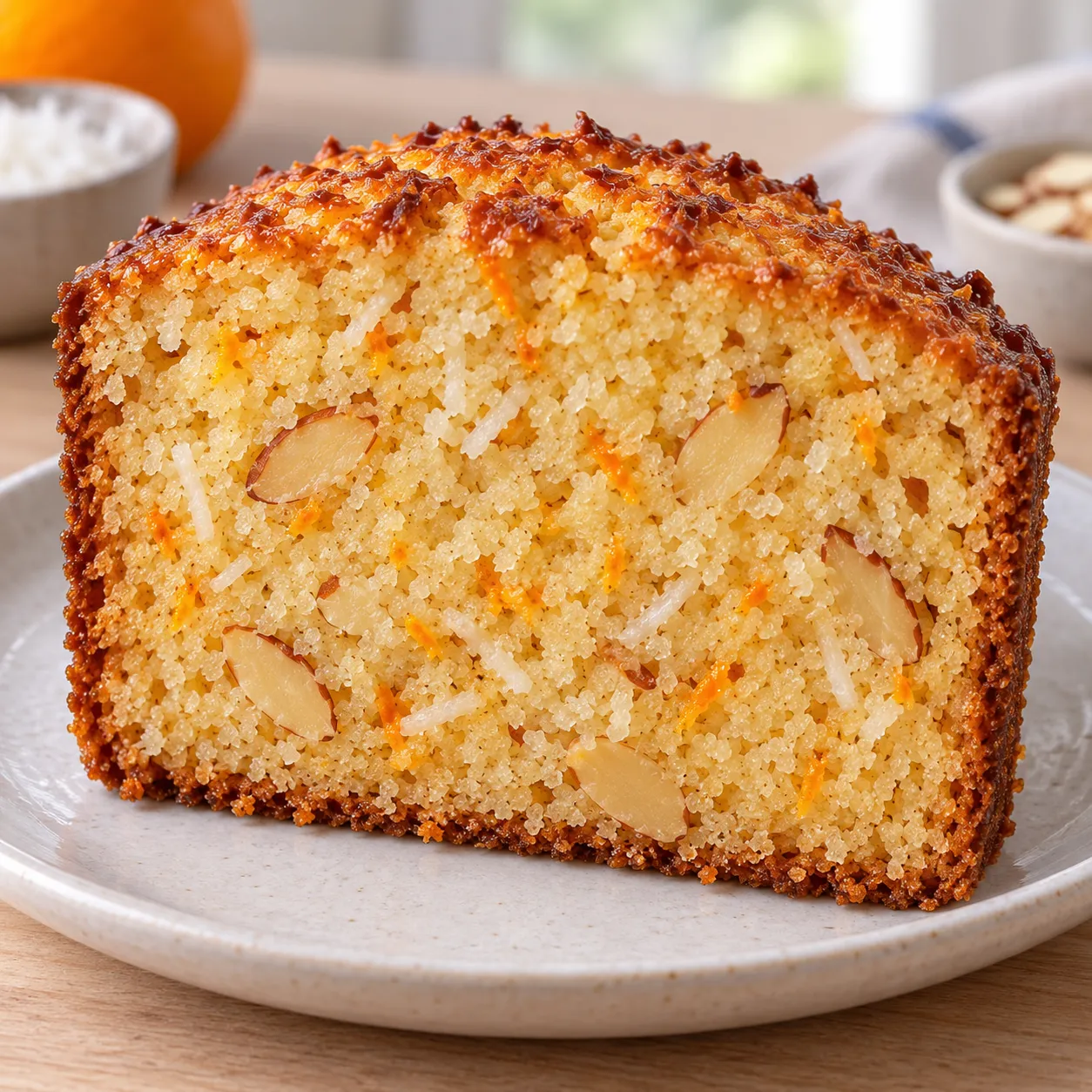 Butter loaf with orange and almonds — coconut