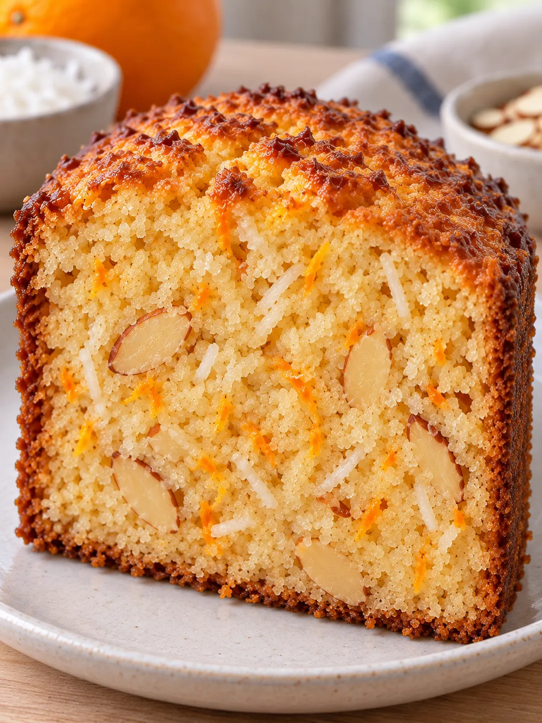 Butter loaf with orange and almonds — coconut