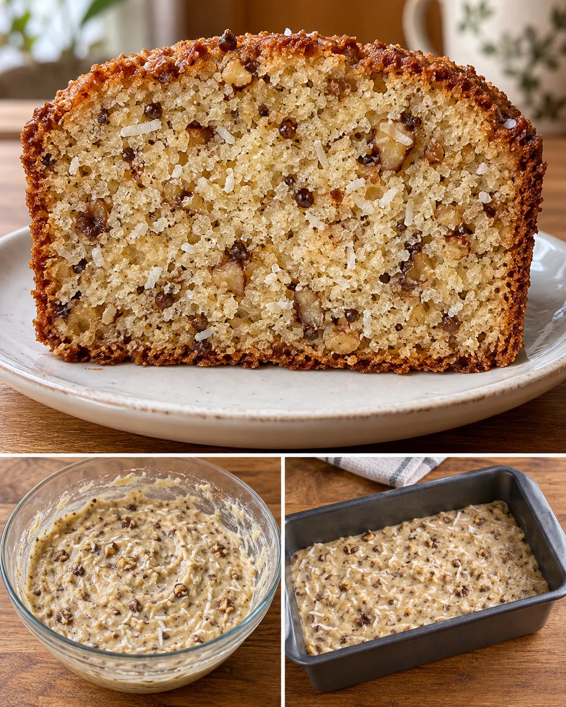 Butter loaf with coffee and walnuts — coconut