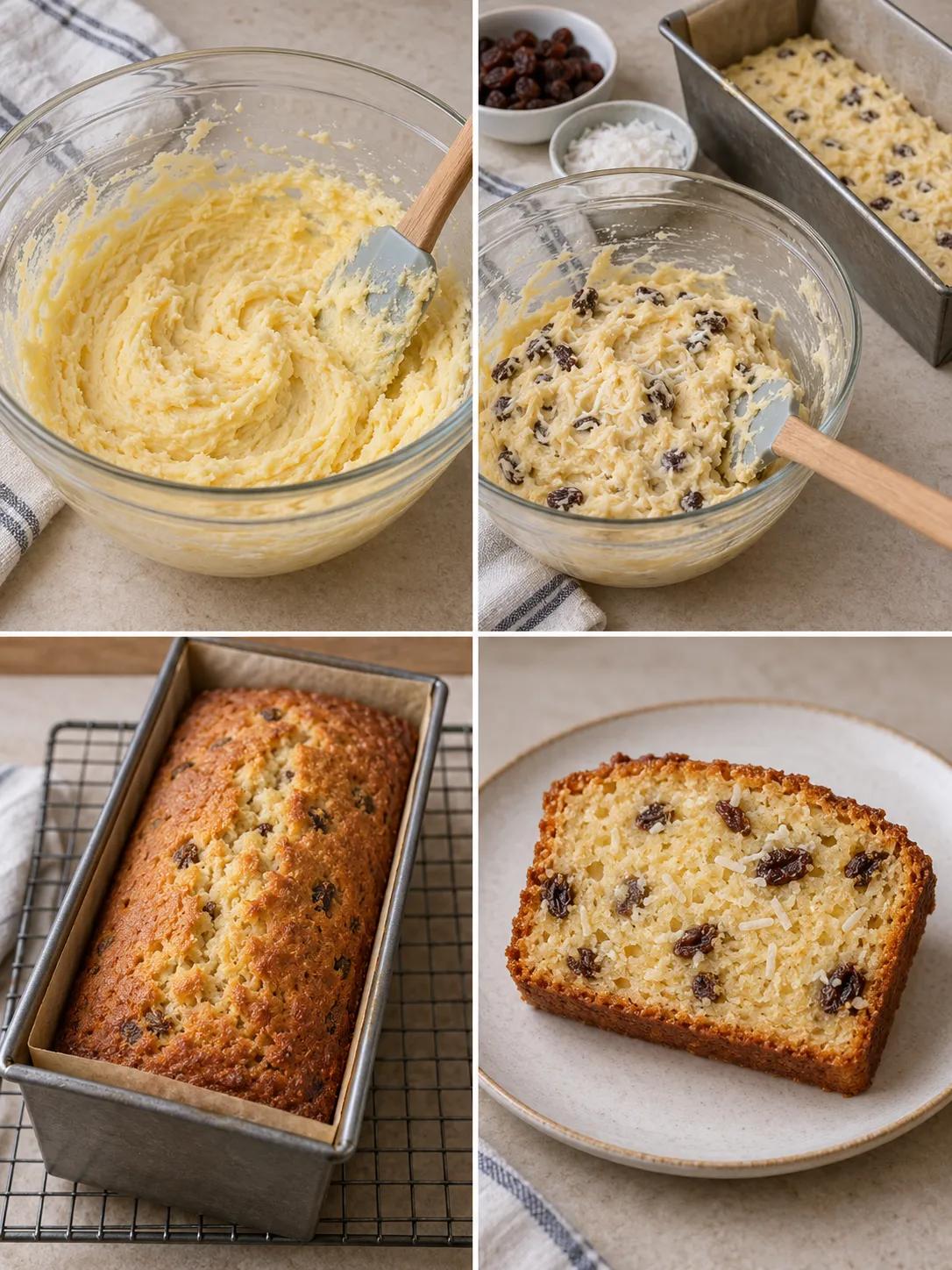 Butter loaf with vanilla and raisins — coconut