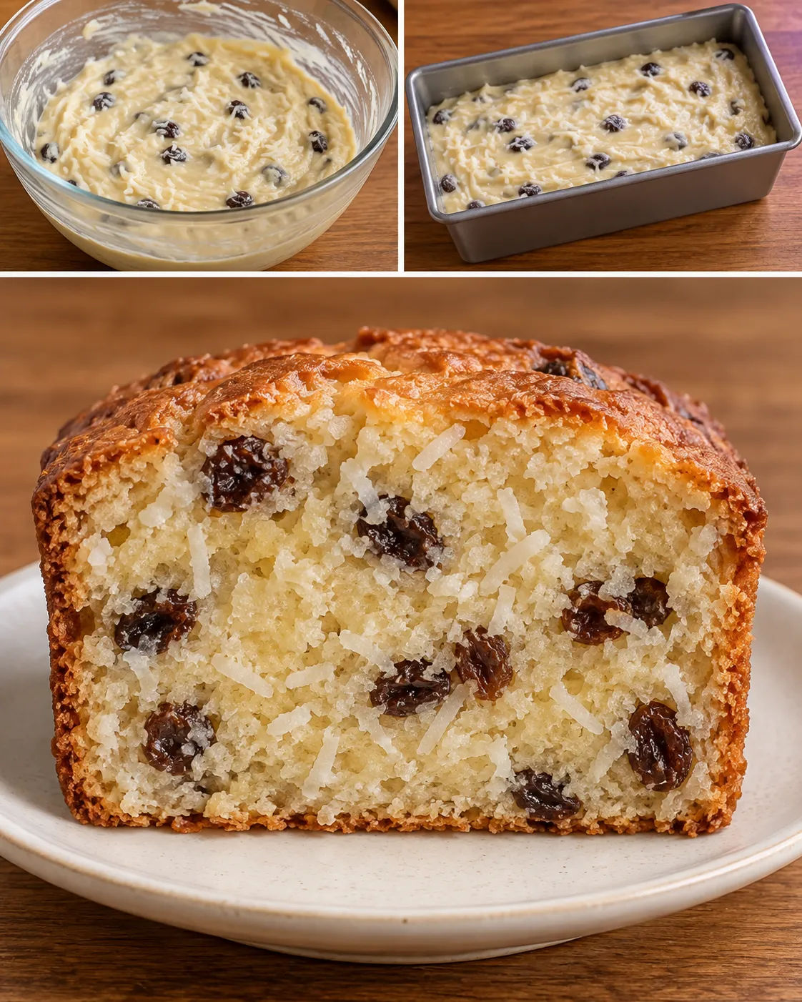 Butter loaf with vanilla and raisins — coconut