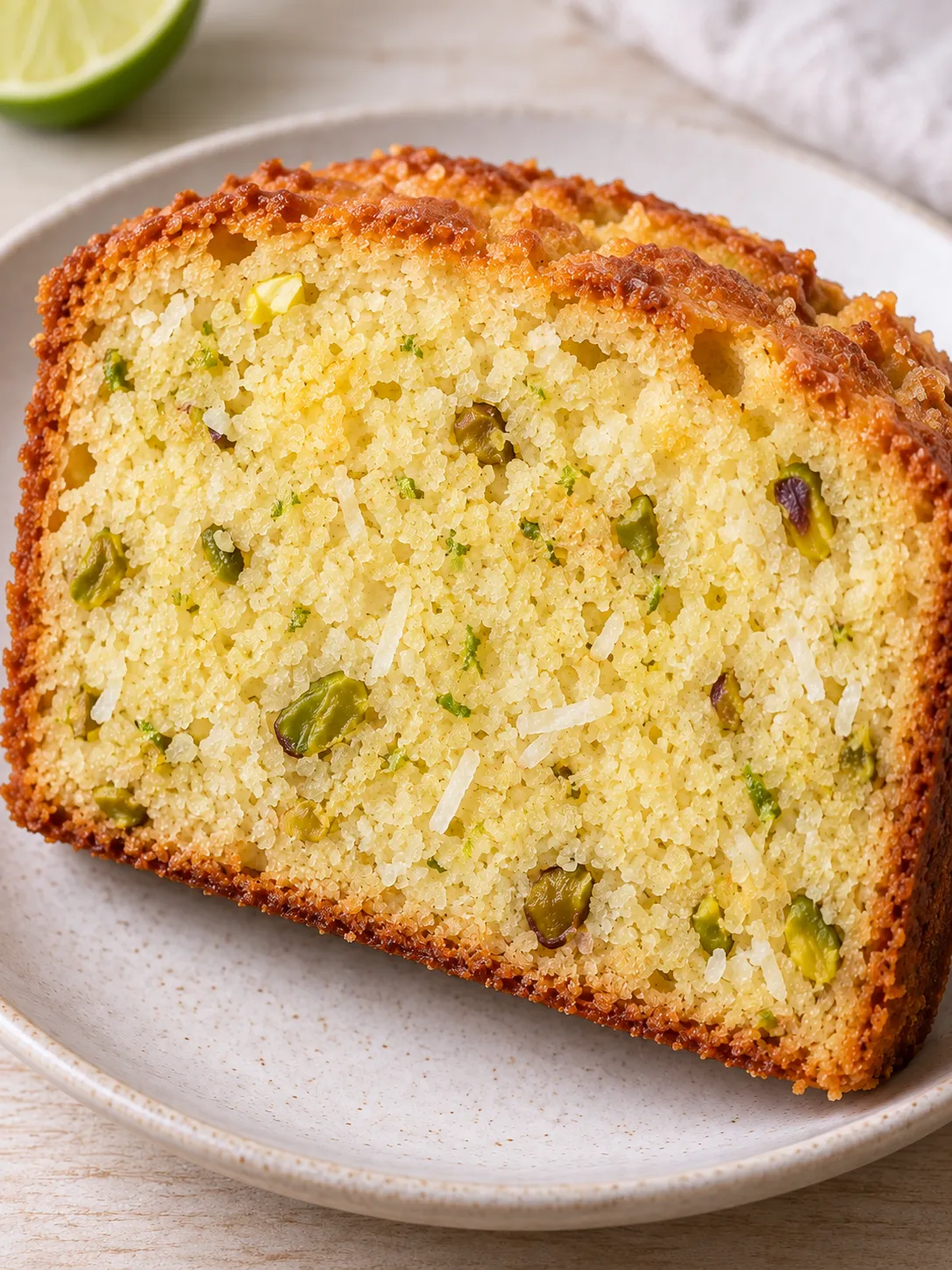 Butter loaf with coconut and lime — pistachios