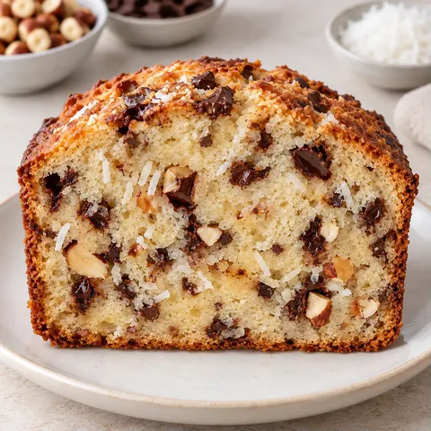 Butter loaf with chocolate and hazelnuts — coconut