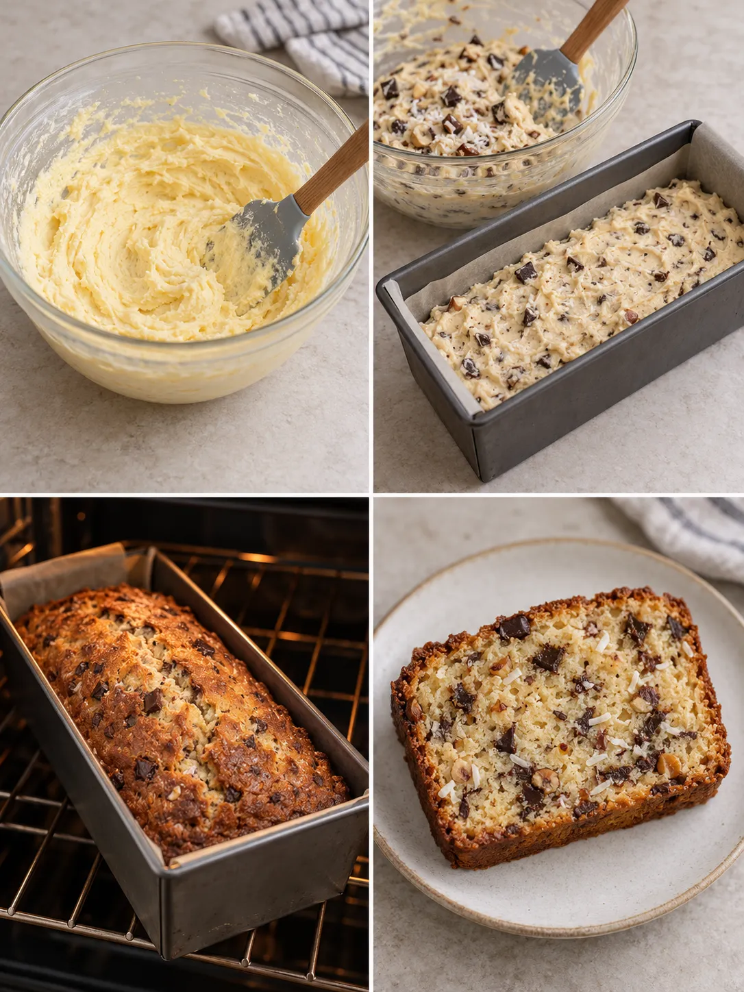 Butter loaf with chocolate and hazelnuts — coconut
