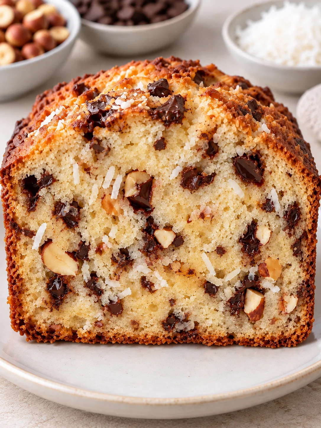 Butter loaf with chocolate and hazelnuts — coconut