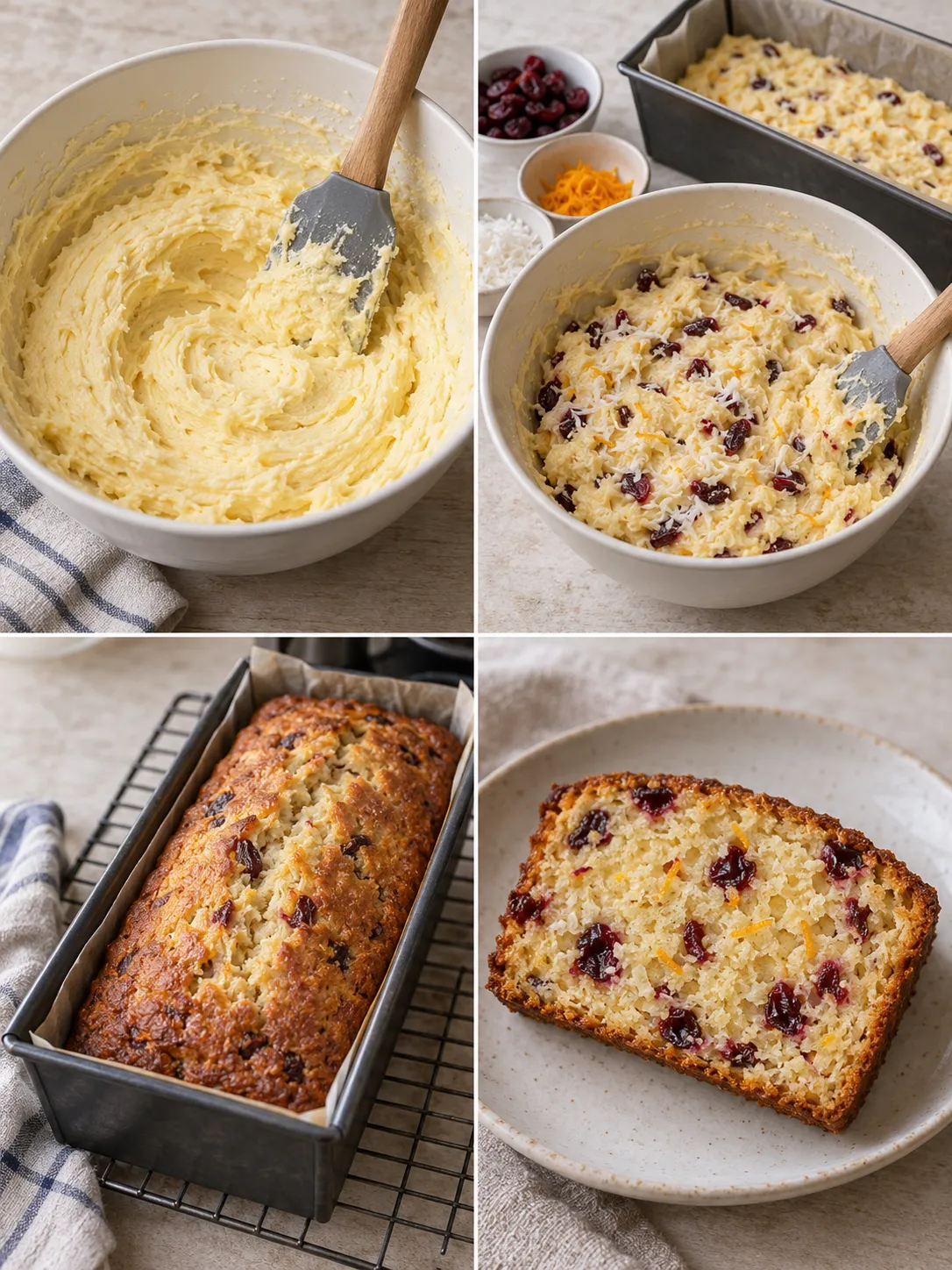 Butter loaf with cranberries and orange — coconut
