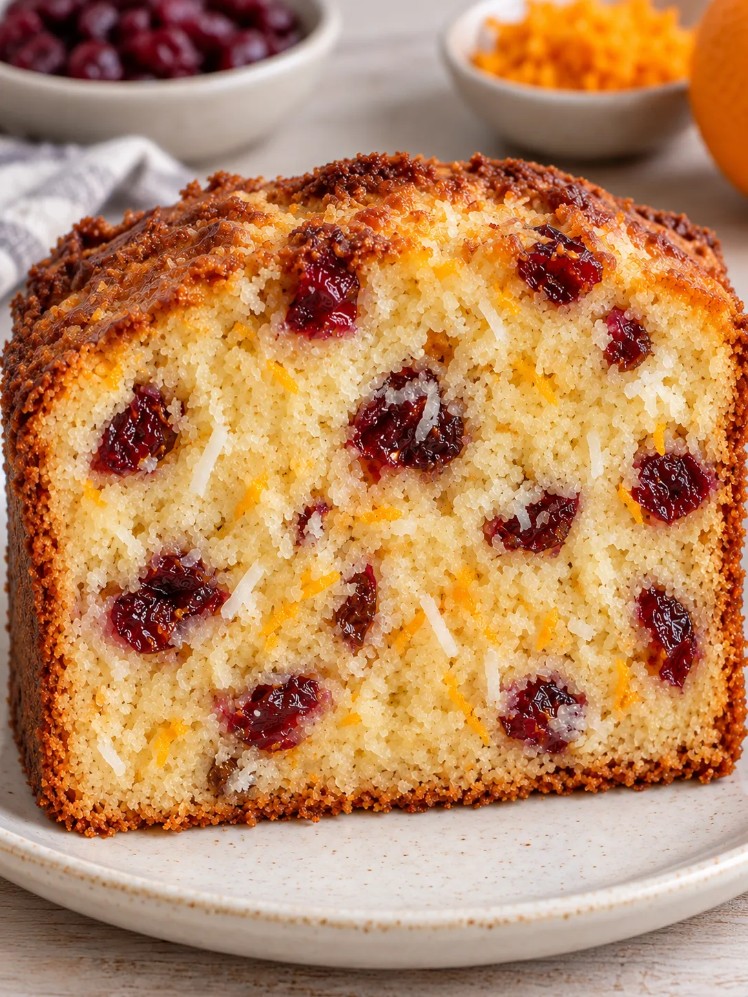 Butter loaf with cranberries and orange — coconut