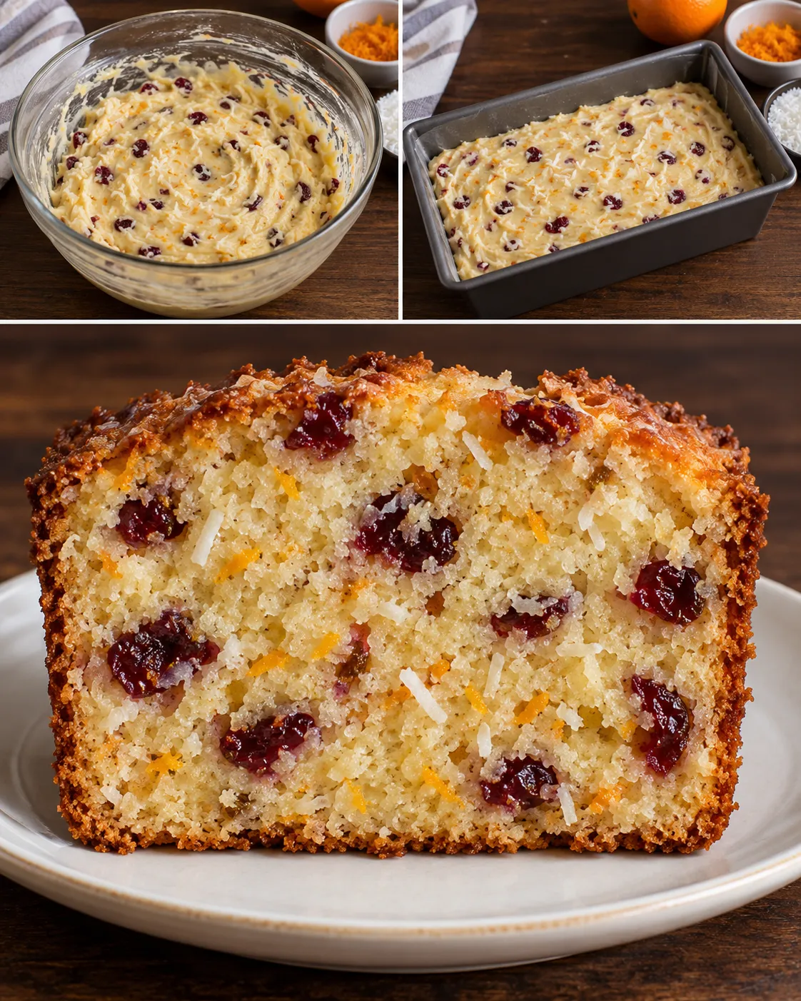 Butter loaf with cranberries and orange — coconut