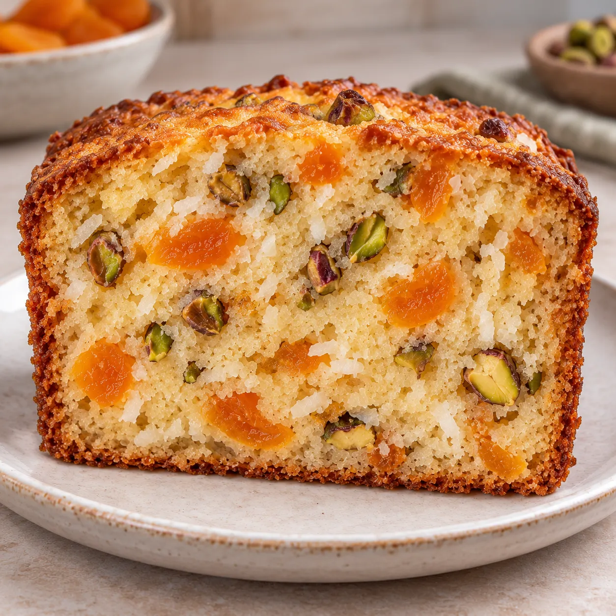 Butter loaf with apricots and pistachios — coconut