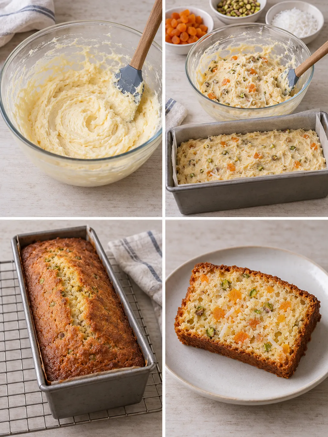 Butter loaf with apricots and pistachios — coconut