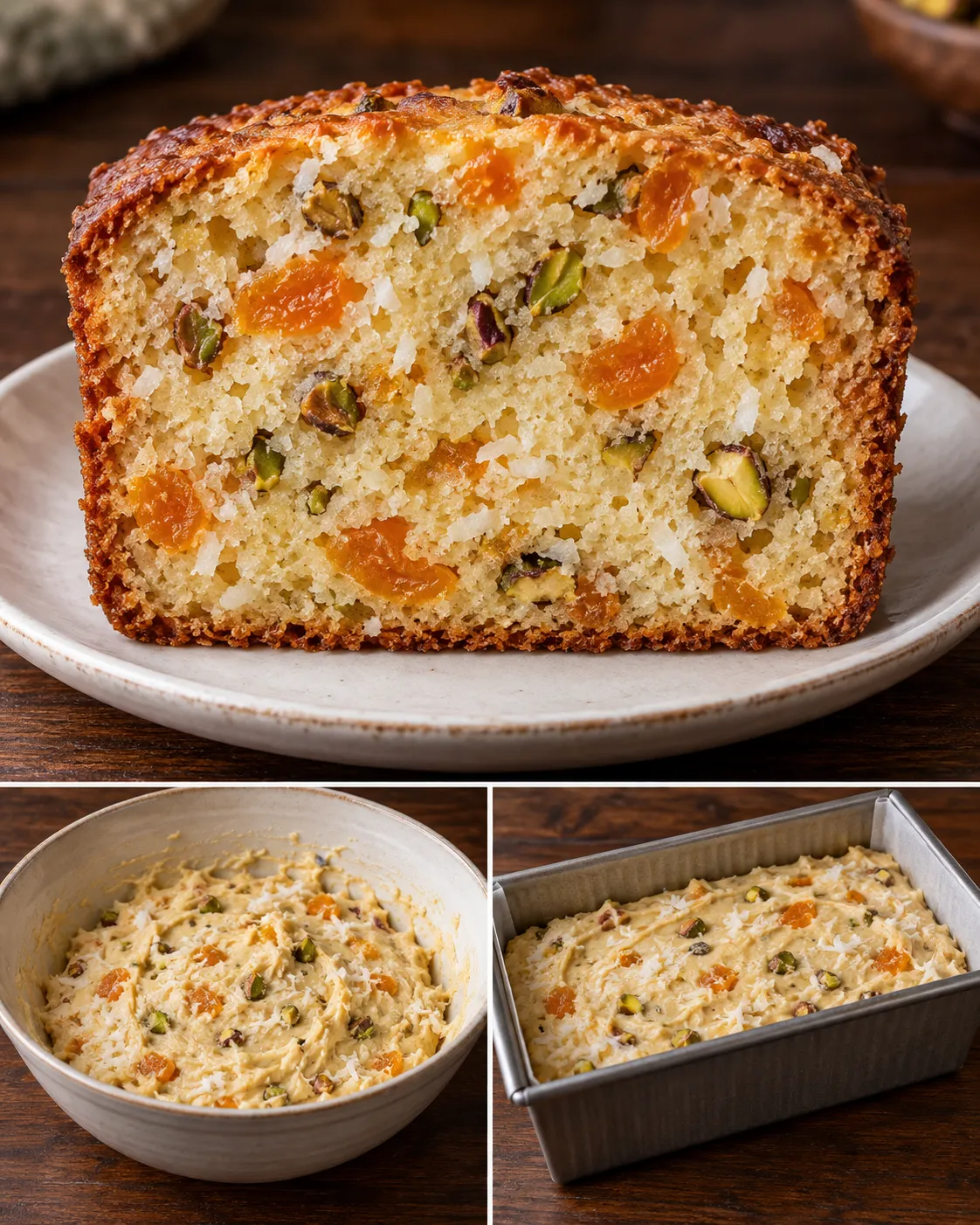 Butter loaf with apricots and pistachios — coconut