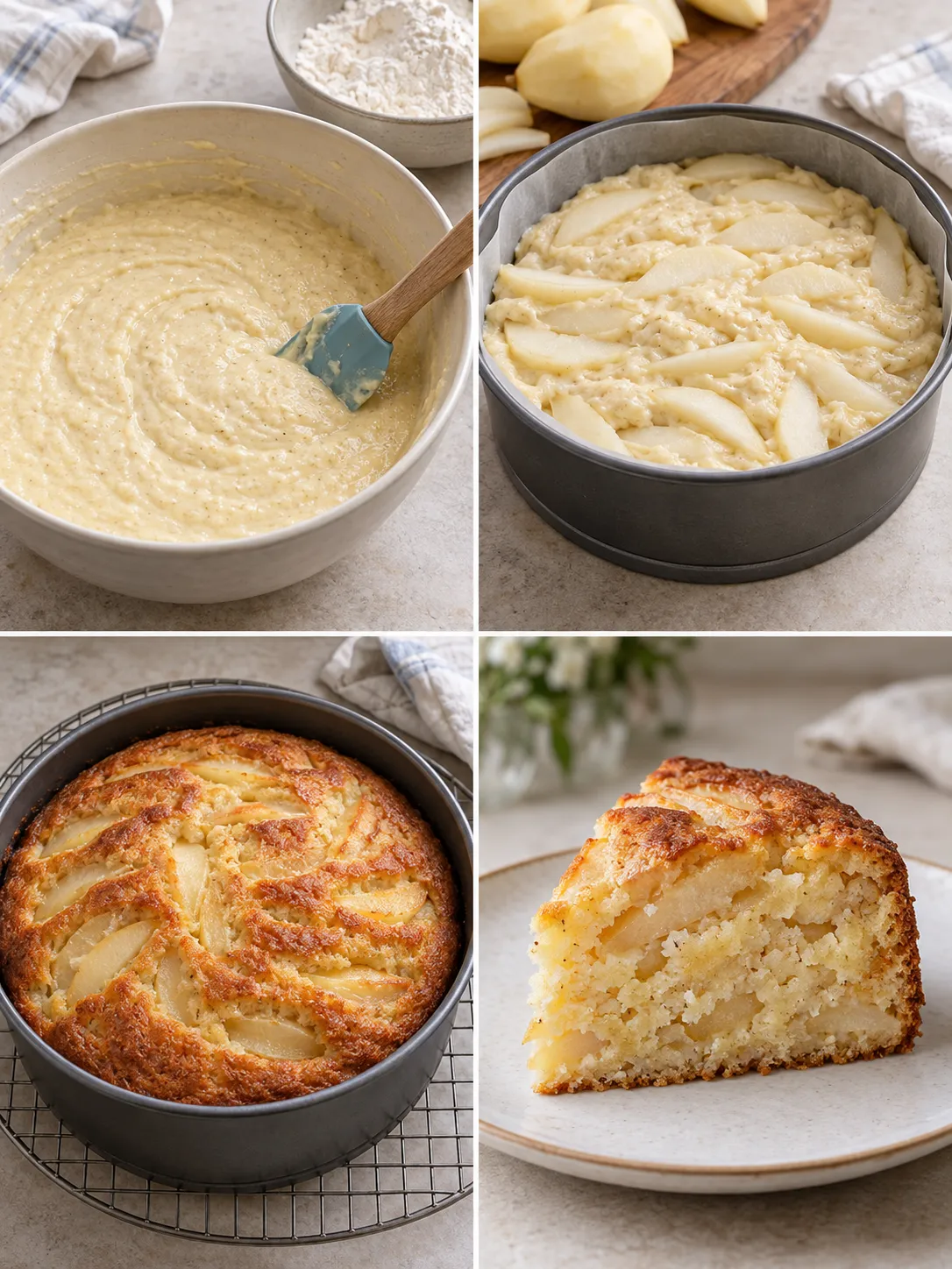 Yogurt cake with pear and cardamom — coconut