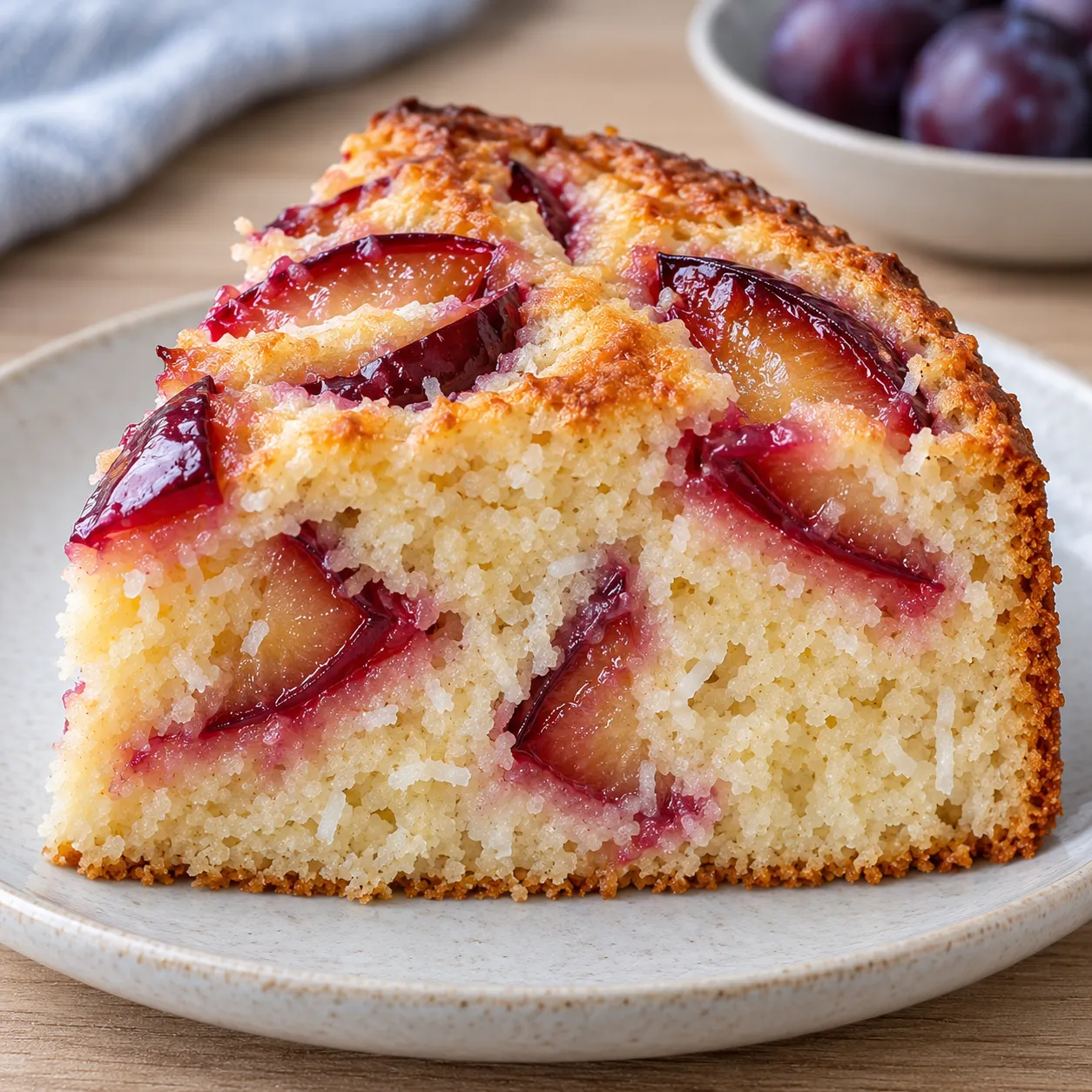 Yogurt cake with plums and vanilla — coconut