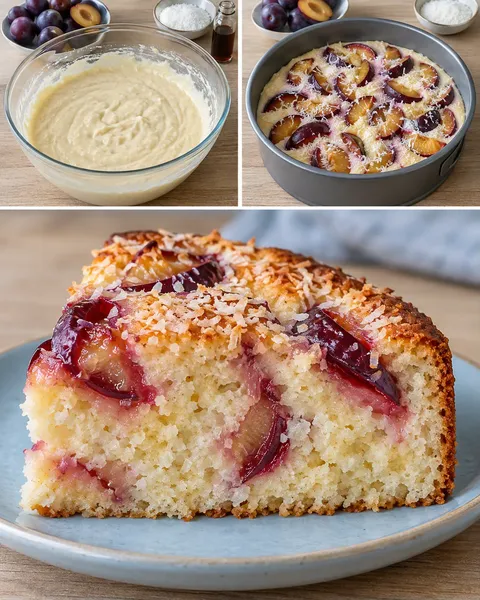 Yogurt cake with plums and vanilla — coconut