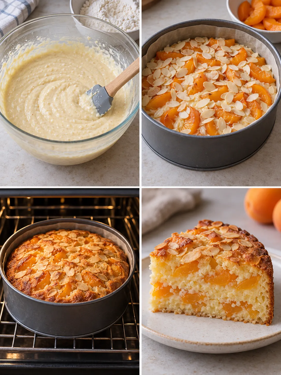 Yogurt cake with apricots and almonds — coconut