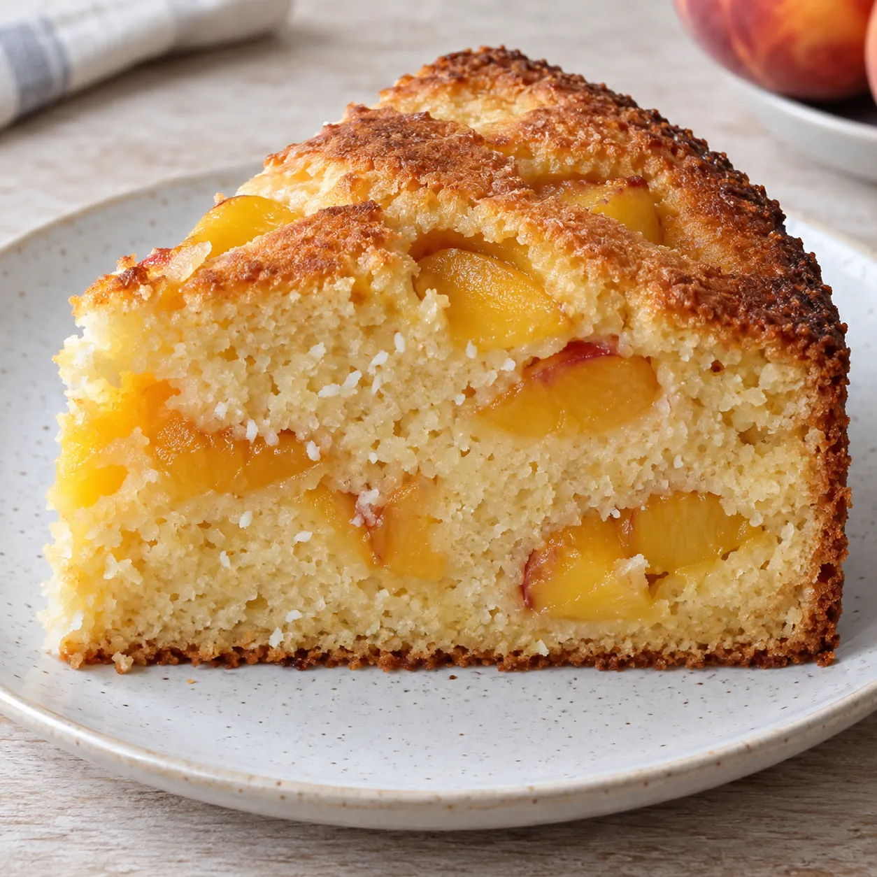 Yogurt cake with peaches and vanilla — coconut