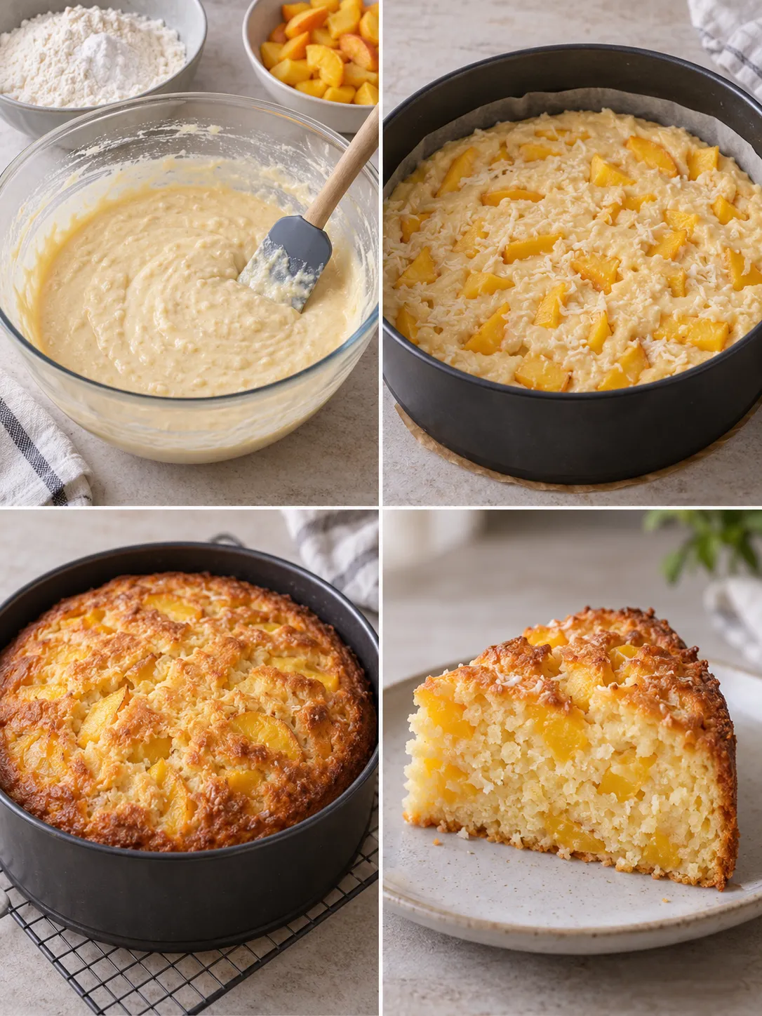 Yogurt cake with peaches and vanilla — coconut