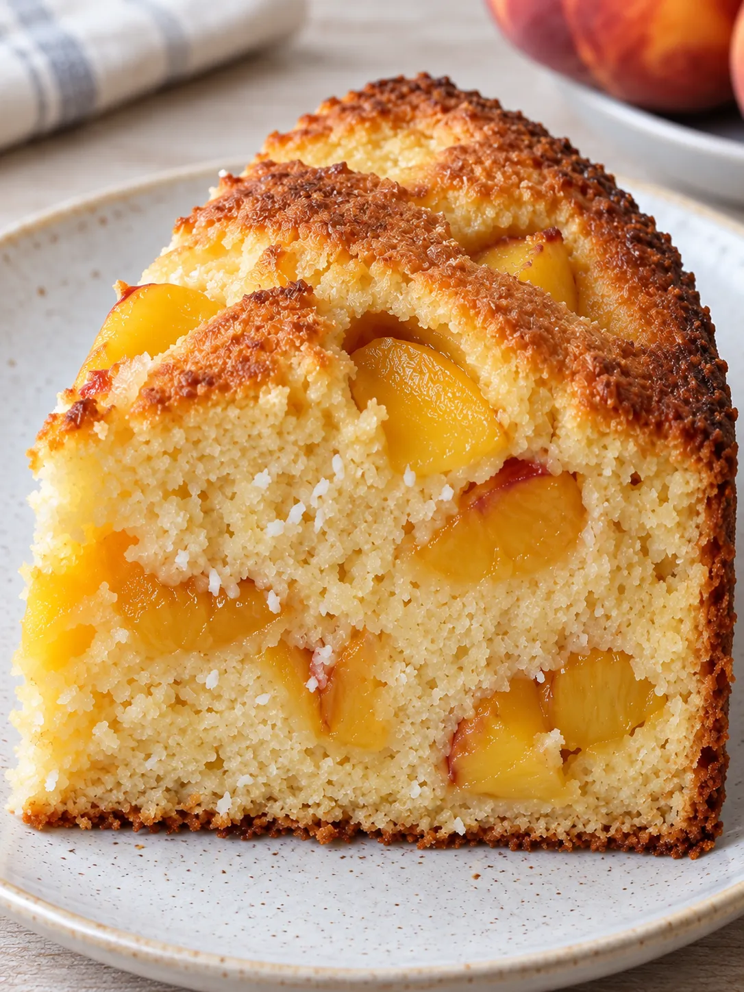Yogurt cake with peaches and vanilla — coconut