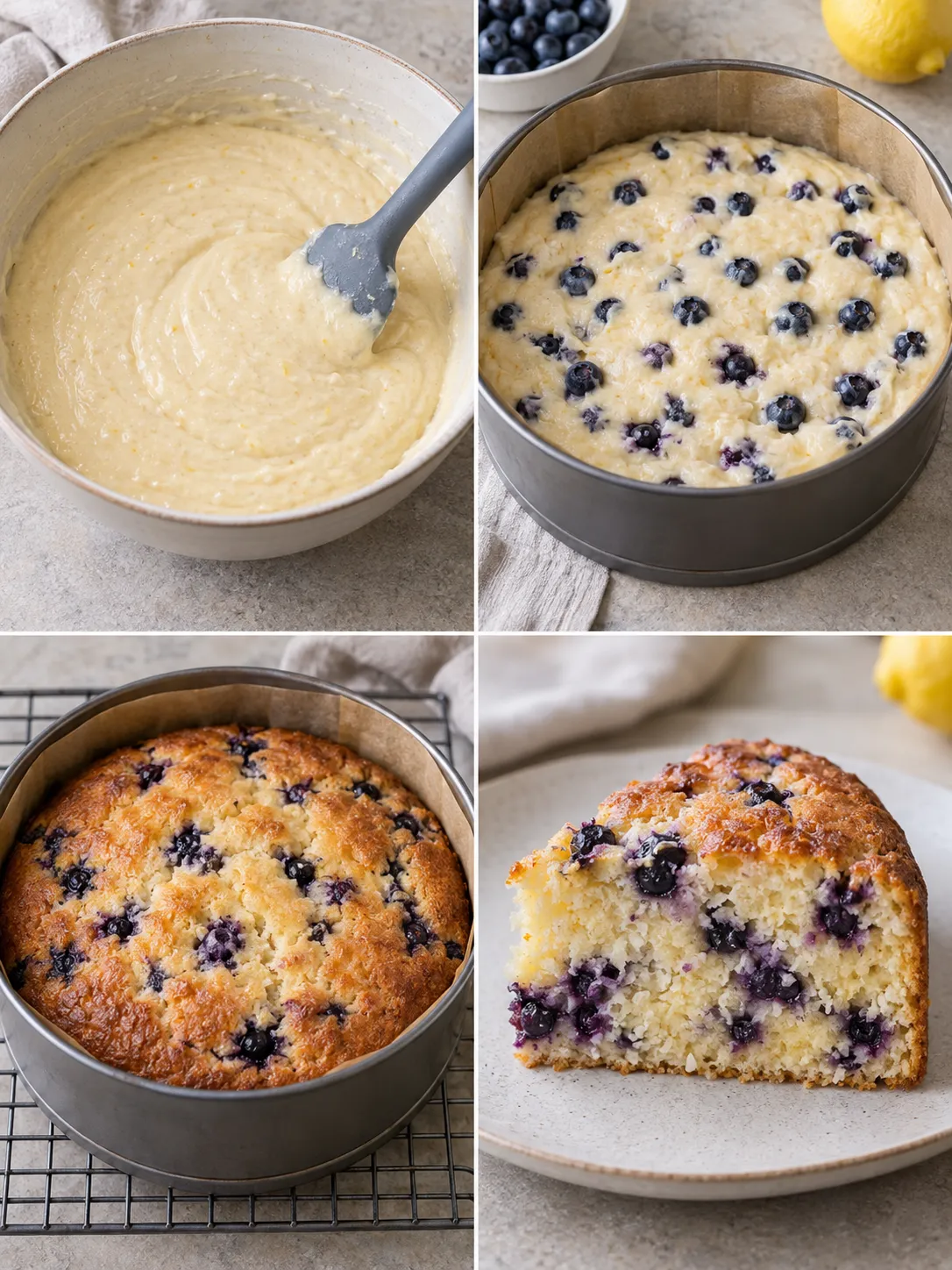 Yogurt cake with blueberries and lemon — coconut