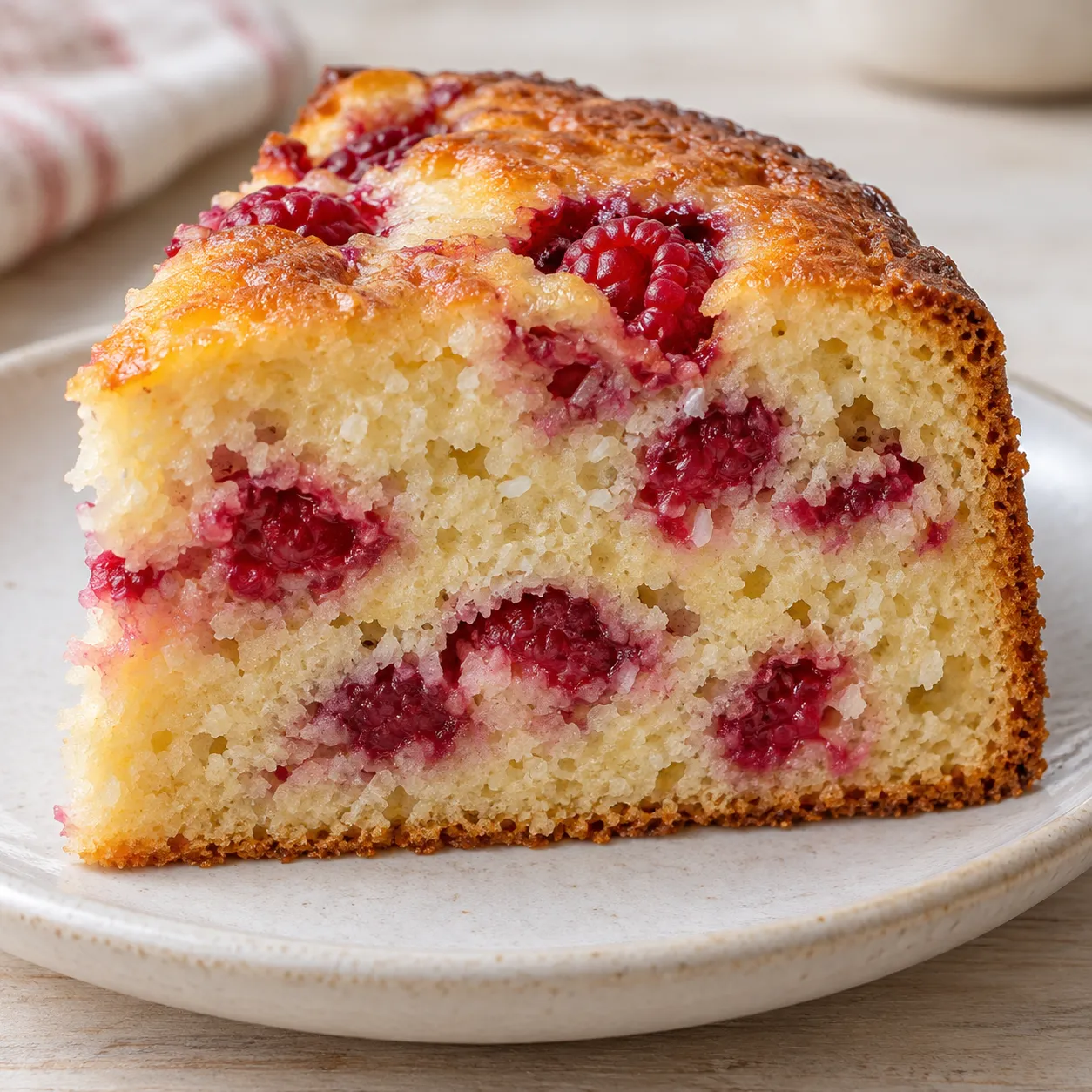 Yogurt cake with raspberries and vanilla — coconut