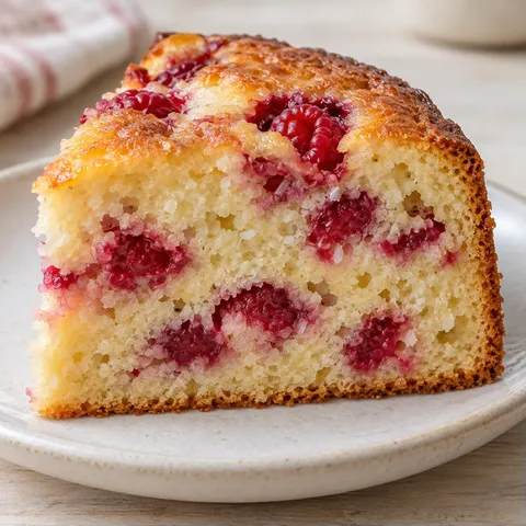 Yogurt cake with raspberries and vanilla — coconut