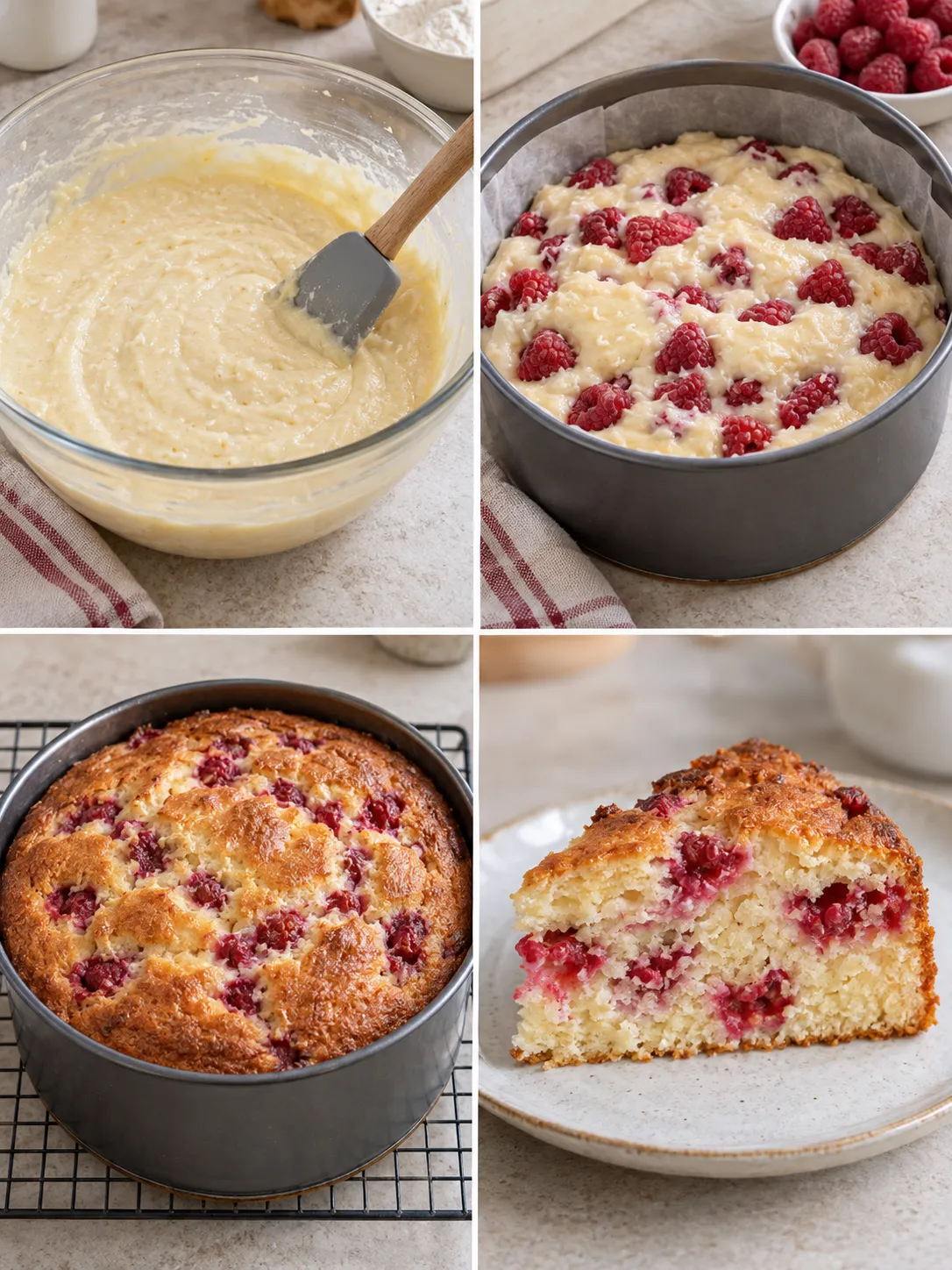 Yogurt cake with raspberries and vanilla — coconut