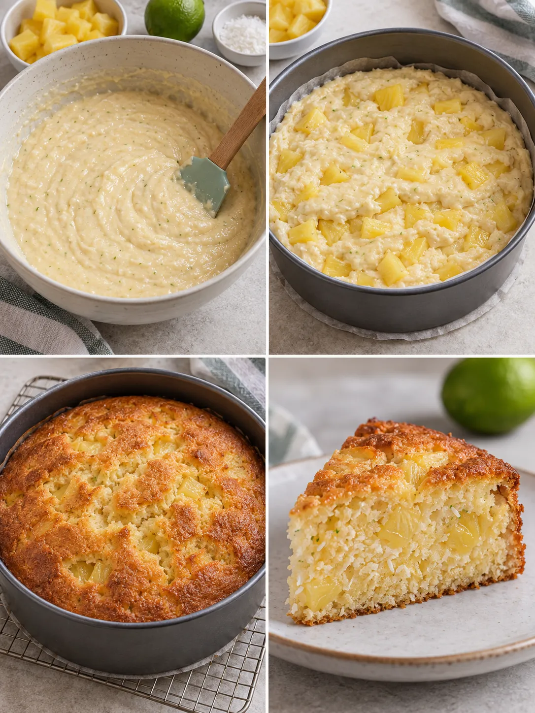 Yogurt cake with pineapple and lime — coconut