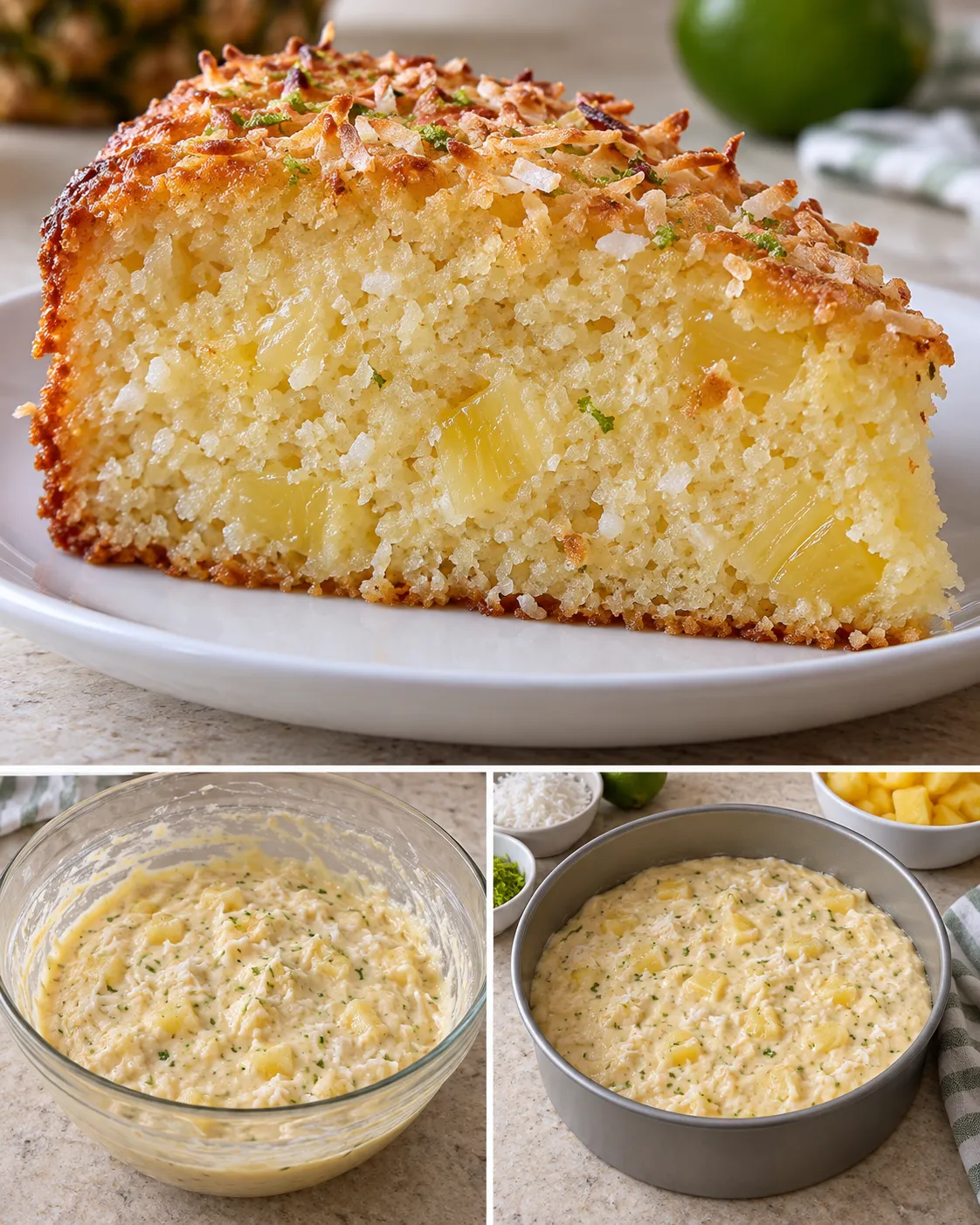 Yogurt cake with pineapple and lime — coconut