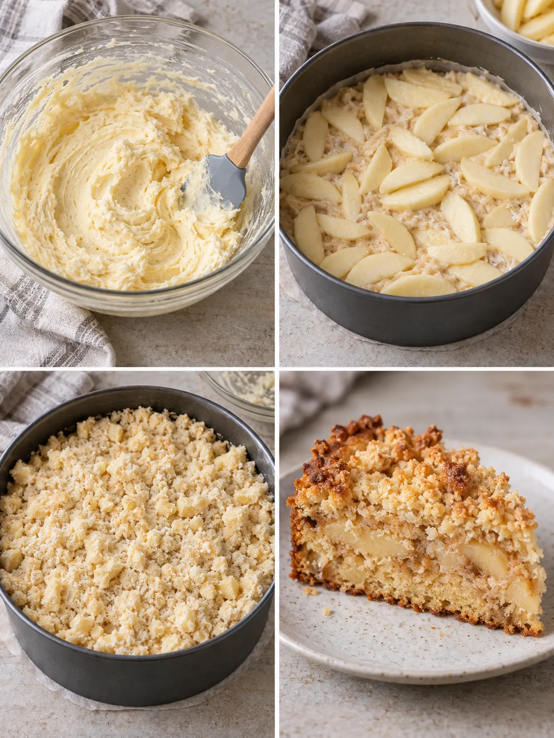 Crumble cake with apple and cinnamon — coconut