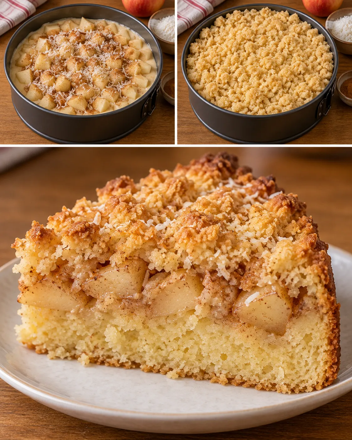 Crumble cake with apple and cinnamon — coconut