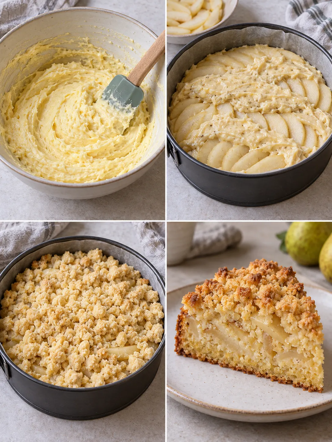 Crumble cake with pear and cardamom — coconut